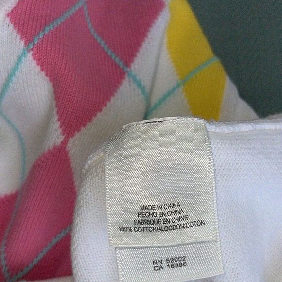 Liz Claiborne Argyle Short Sleeve Pullover V-Neck Sweater - Picture 15 of 16